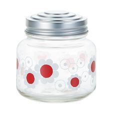 ADERIA RETRO 復古玻璃收納罐, 花朵圖案, 375ml, 1個