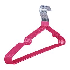 Life+ 輕巧PVC環保浸膠不鏽鋼防滑衣架 10入/組, 長40cm x 高20m, 桃色, 1組