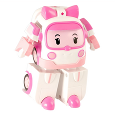 ROI TOYS 新4吋變形安寶, 波力救援小英雄, LED變形系列, 可愛救援車, 粉色 + 白色, 1個
