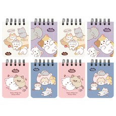 Pinkfoot Nyang Nyang 貓咪加厚線圈筆記本 110張 4款入, 象牙白+紫色+粉色+藍色, 1組