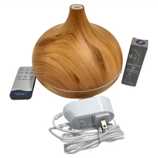 七彩香氛水氧機，300ml，含精油, CAAD0048BS1, 淺色木紋款