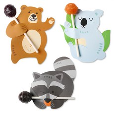 indi.k 棒棒糖包裝紙 動物款 Set 120張，熊/浣熊/考拉造型, 1組