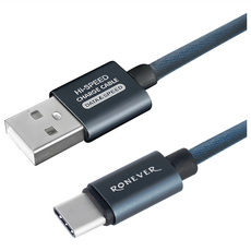 RONEVER TYPE-C鋁合金編織充電線, 藍色, 2m, 1條