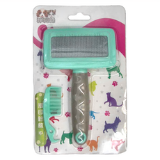 JIANLI PET'S ARTICLES 建立寵物精品 菲莉絲指印針梳 中, 綠色 + 灰色, 1個