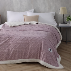 Ishur 伊舒爾 韓版塔芙絨羊羔絨暖暖毯, 莓果紫, 1條