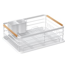 comet Home 時尚多功能碗盤收納瀝水架 43 x 31 x 15cm, 1層, 白色 + 木色, 1個