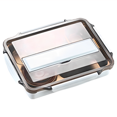 頂規不鏽鋼分隔式便當盒, 北歐藍, 1個