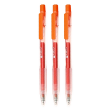 KaCO 速乾彩虹 中性筆, 0.5mm, 一體式防滑筆握, 彈性筆夾, 橙色, 3支