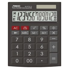 JINHO 京禾 12位元 雙電源大按鍵大面板計算機, 黑色, 1台