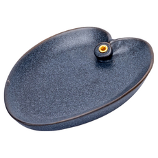 葉子 - 墨藍色 陶瓷線香盤, 10 x 7.3 x 1.5cm