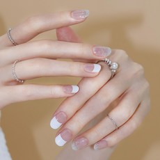 GLOSSYBLOSSOM Baking 美甲貼紙 Set 28入, 永恆白款, 1組