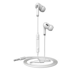 iSee 入耳式音樂耳機麥克風 帶音量調節鍵 10mm喇叭尺寸 120cm線長, IS-MHS191, 白色, 1個