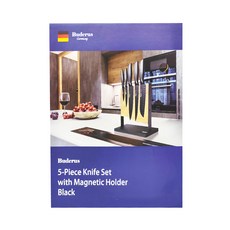 Buderus 原生態系列 廚刀5件組 磁性刀架 黑色, 28 x 11.5 x 36.5cm 2.6kg, 1組