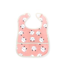 ONEDER 旺達 嬰兒輕薄圍兜-貓咪, 防水易清潔, 魔鬼氈可調節, 寶寶用餐好幫手, 1入, 1個