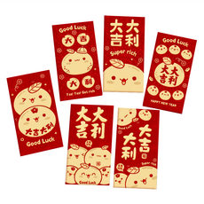 bebehome 新年金蔥磨砂創意紅包袋 9x17公分, 6個