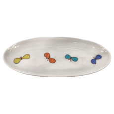 HAREKUTANI 晴九谷 日本九谷燒 彩蝶橢圓中盤, White, 18.5 x 8 x 2cm, 1個