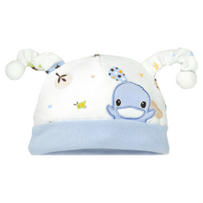 KU.KU Duckbill 酷咕鴨 星星雲繡花雙結帽，柔軟材質，可愛加倍, 藍色, 18 x 13cm, 1入