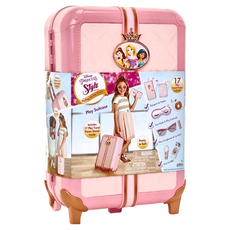 迪士尼公主手拉箱，粉紅色，包括17個旅行玩具配件，適合3歲以上兒童, 1個