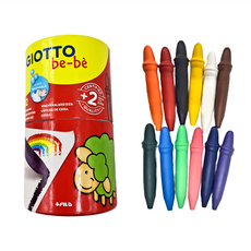 GIOTTO be-be 寶寶不沾手胖蠟筆 Set, 粗筆芯不易斷裂，適合小手抓握, 可於大部分布料中洗淨, 12色, 1個