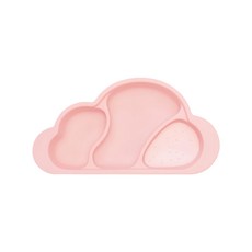 雲朵分隔矽膠餐盤，多樣顏色搭配，超強吸力, 櫻花粉, 1個