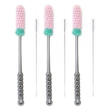 youhouse 壓克力長柄水瓶刷 + 吸管刷 Set, 水瓶刷3入+吸管刷3入, 混和顏色, 3組