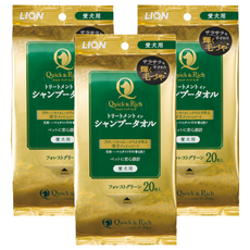 LION 獅王 Quick&Rich 免洗濕巾 犬用 綠/綠茶香 20片, 3包