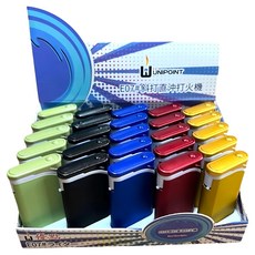UNIPOINT 優點 LIGHTER 斜打直沖打火機 25支, 綠色 + 黑色 + 藍色 + 紅色 + 黃色, 1盒