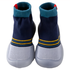 寬頭防滑透氣膠底學步鞋 高筒 - 灰藍拚色, 26~27(15.5cm)