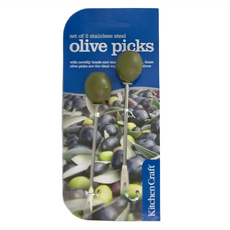 KitchenCraft 點心叉 430不鏽鋼材質 總長12cm 2個一套, 綠橄欖, 1組