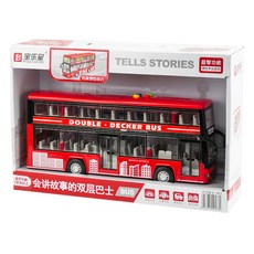 BAOLE STAR TOYS 寶樂星 車門可開/燈光音效/音樂/說故事 聲光摩輪雙層巴士公車 9852, 紅色, 1個
