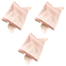 Gemini 双星毛巾 和風無捻紗紗布漸層系列方巾 粉色條紋 34 x 35cm 純棉, 粉色, 3條