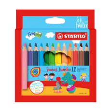 STABILO 思筆樂 Swans Jumbo特大油性色鉛筆, 12色, 1組