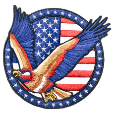 A-ONE 匯旺 美國老鷹向左地標造型刺繡彩色 NO.157A (12x12 CM 台灣製), 藍紅色, 1個
