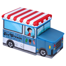 Cotton Field 棉花田傢飾 MyCAR立體汽車造型摺疊收納凳 - 冰淇淋車 尺寸 55x26x31cm, 1個