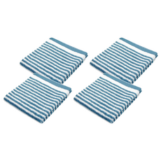 MORINO 摩力諾 純棉時尚橫紋方巾 MO676, 藍色, 4條