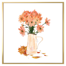 Boluo菠蘿選畫所 花香四溢 掛畫 40 x 40cm 金色框 居家裝飾, 金色