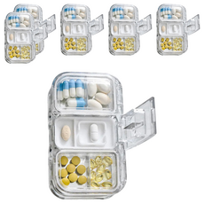 無印風便攜五格可切藥盒, 透明健康PC材質, 防潮, 6個