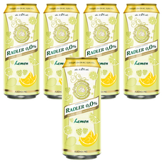 RADLER 萊德 0.0%無酒精啤酒風味飲, 天然釀造 保留啤酒花風味, 繽紛馬卡龍色調, 檸檬, 500ml, 5罐