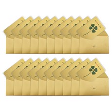 Lucky Symbol 幸運四葉草真花鍍金卡片組 (卡片20入+信封20入), 1組, 金子