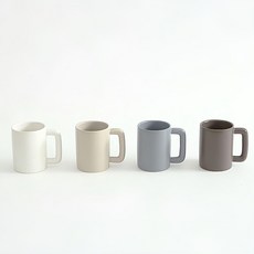 ERATO 簡約日常馬克杯 Set 350毫升 陶瓷 可重複使用, 斑點白色+奶油+灰藍色+可可色, 4個