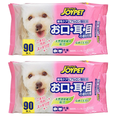 JOYPET 寵倍家 眼耳口周圍濕紙巾, 含天然綠茶除臭成份, 溫和弱酸性配方, 無酒精無香料, 90張, 2包