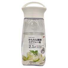 日本 PEARL LIFE 珍珠金屬 日本製旋轉式提手冷水壺 13 x 10 x 31.5 370kg 2.1L, 透明色 + 白色, 1個