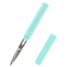 STICKYLE 塗氟不沾黏攜帶型開箱拆信剪刀, 安全固定鎖, 長短柄設計, 單手操作, 淺綠色, 1支