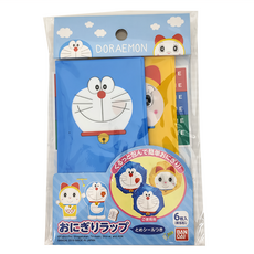 BANDAI 哆啦A夢飯團包裝紙，6枚入 (3種x各2張)，附束口貼, 1包
