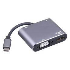 DigiFusion 伽利略 TYPE-C HDMI + VGA + USB3.0 + PD 多功能轉接器, 4Kx2K 30Hz, 支援DP Alt mode, 單色, 1個
