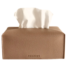 THIRTEEN 皮革面紙套 PU荔枝皮革, 24 x 12 x 11cm, 大象灰棕