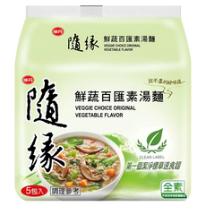 味丹 隨緣 鮮蔬百匯素湯麵 80g, 5包