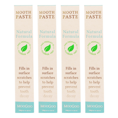 MOOGOO 慕爾果 淨白無氟天然牙膏, 含小蘇打，不含SLS 糖精 甘油 二氧化鈦, 100g, 4條