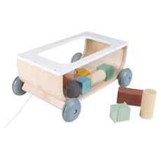 Janod 北歐簡約木玩具 積木拖車 櫻桃木膠合板材質, 32 x 22 x 14cm, 1個