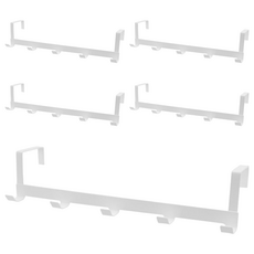 TRENY 簡約門後掛勾架 - 鐵製 承重2KG 最大門板厚度4cm, 5個, 白色